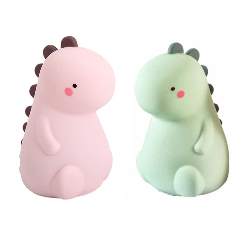 GlowNestJoy Dino Glow — USB Rechargeable Silicone Dinosaur Night Light, 6-Color Touch & Sleep Timer