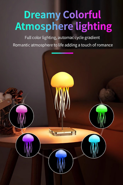 GlowNestJoy JellyGlow Sound-Activated Floating Jellyfish Night Light — 16 Colors, Touch & Voice Control