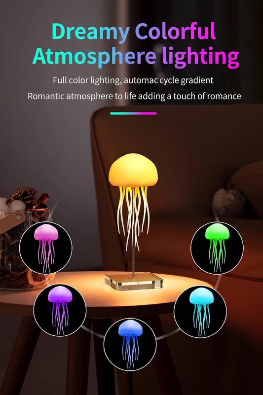 GlowNestJoy JellyGlow Sound-Activated Floating Jellyfish Night Light — 16 Colors, Touch & Voice Control