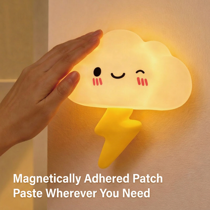 GlowNestJoy Storm Cloud Magnetic Tap Night Light — USB Rechargeable, 7-Color RGB + Lightning Effect