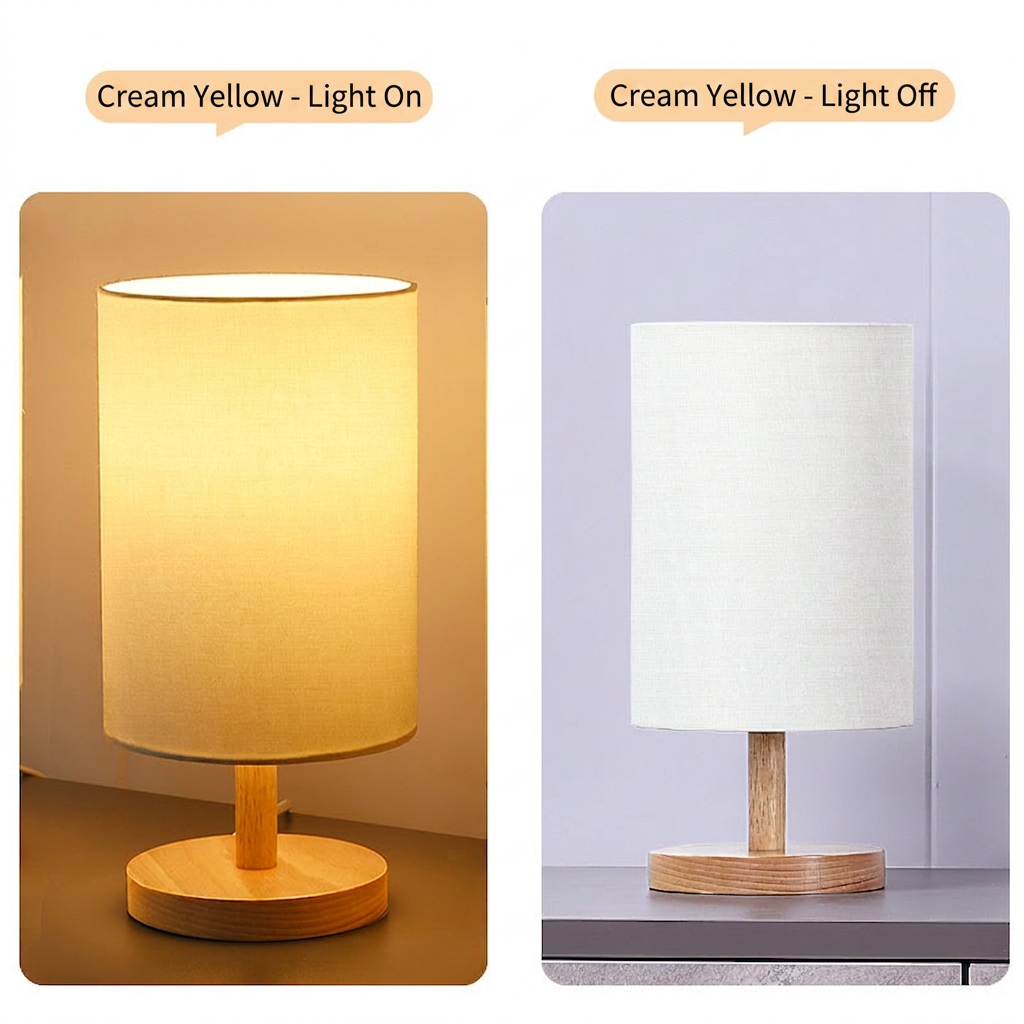 GlowNestJoy USB Charging Pleated Fabric Bedside Lamp — Built-in USB Port, Metal Base