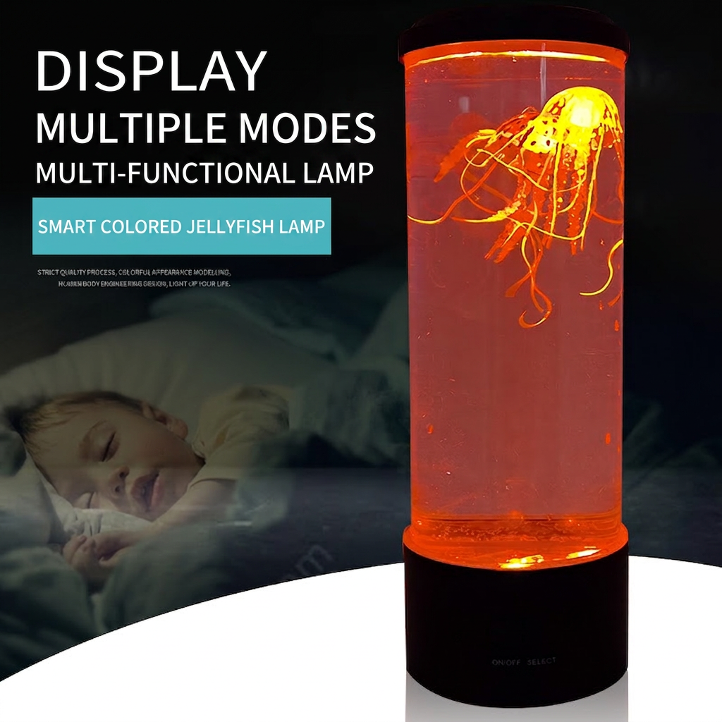 GlowNestJoy AquaGlow Simulation Jellyfish Lamp — USB Powered Desktop Aquarium with 7-Color LED