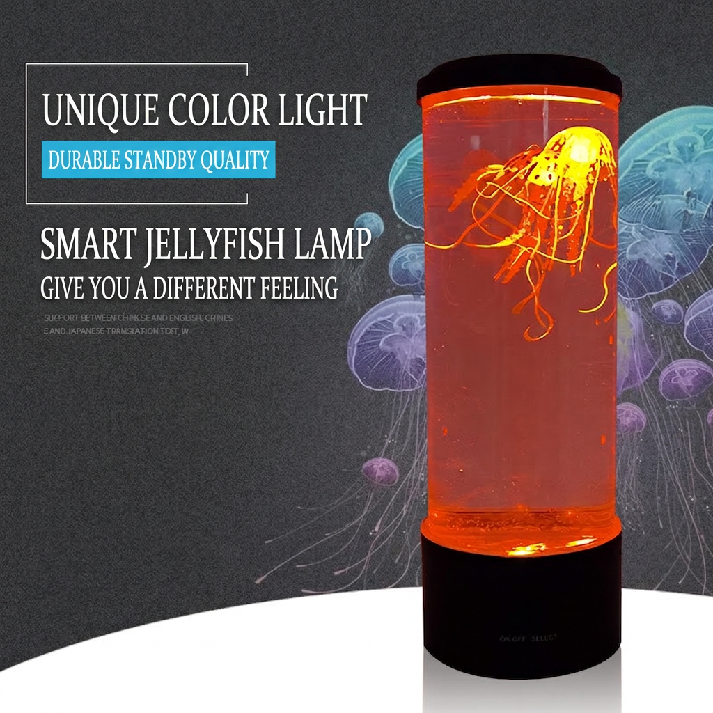 GlowNestJoy AquaGlow Simulation Jellyfish Lamp — USB Powered Desktop Aquarium with 7-Color LED