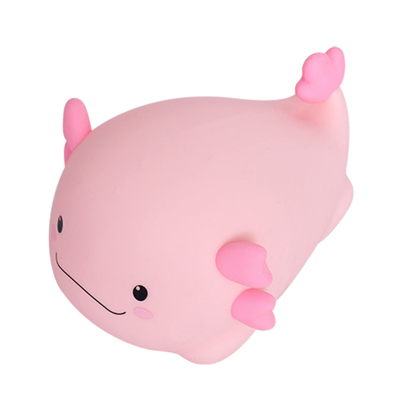 GlowNest Axolotl Tap Light - USB-C Rechargeable Silicone Night Light, 7 Colors and Voice Control