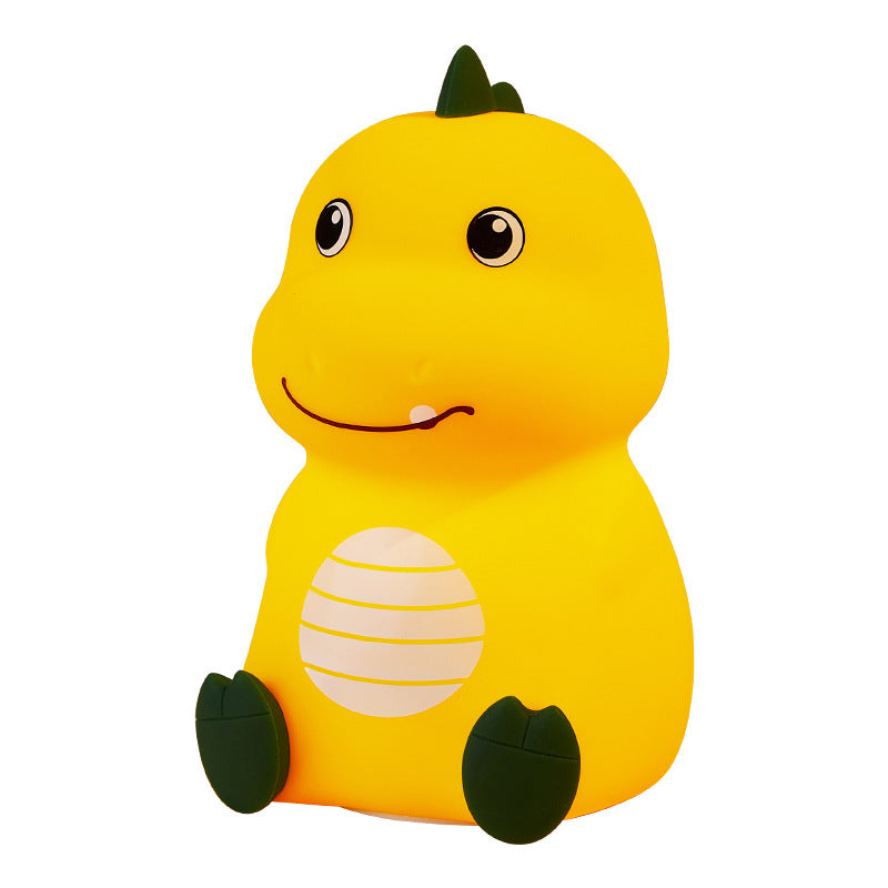 GlowNestJoy Dinosaur Tap Light — USB Rechargeable Silicone Night Light, 7 Colors & Sleep Timer