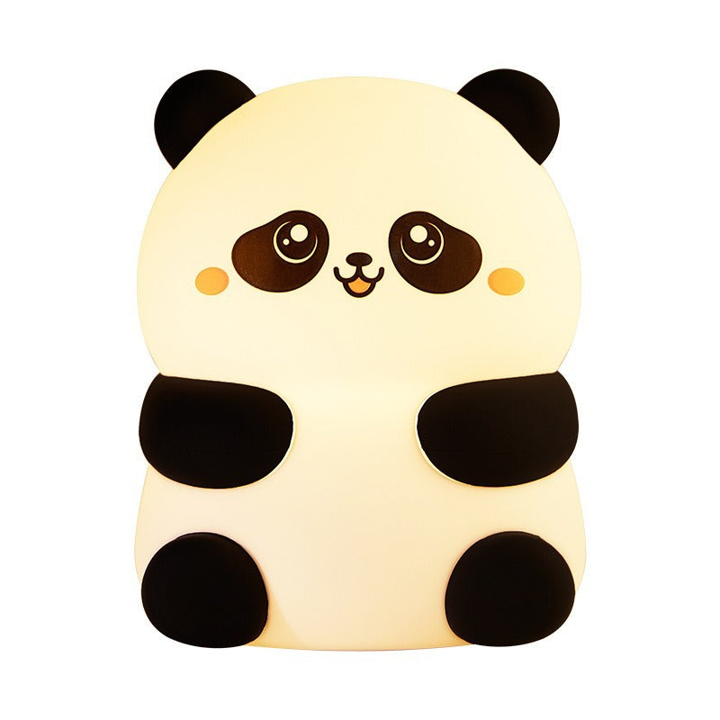 GlowNestJoy Sitting Panda Tap Light — USB-C Rechargeable Silicone Night Light, 3-Level Dimming & Sleep Timer