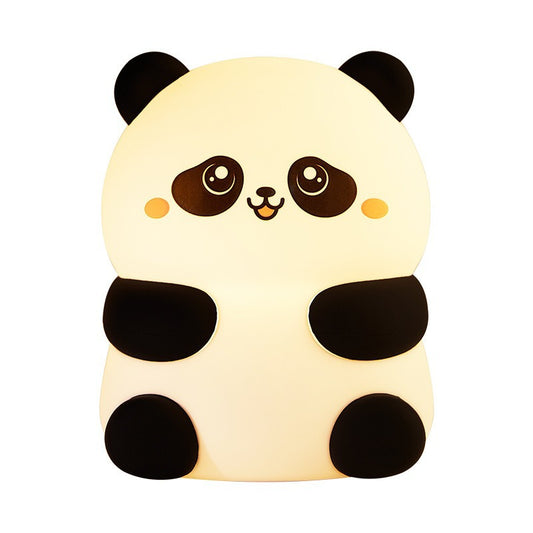 GlowNestJoy Sitting Panda Tap Light — USB-C Rechargeable Silicone Night Light, 3-Level Dimming & Sleep Timer