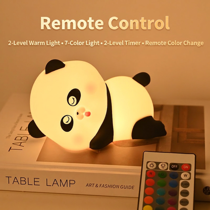 GlowNestJoy Lying Panda Tap Light — USB-C Rechargeable Silicone Night Light, 3-Level Dimming & Sleep Timer
