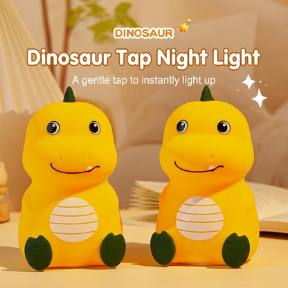 GlowNestJoy Dinosaur Tap Light — USB Rechargeable Silicone Night Light, 7 Colors & Sleep Timer