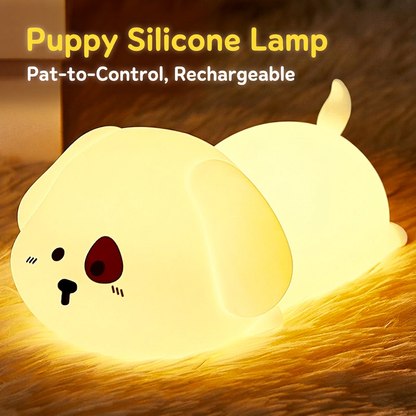GlowNestJoy Puppy Night Light — 7-Color Silicone Touch Lamp with Auto Timer
