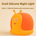 GlowNestJoy Snail Tap Light — USB-C Rechargeable Silicone Night Light, 7 Colors & 30-Min Sleep Timer